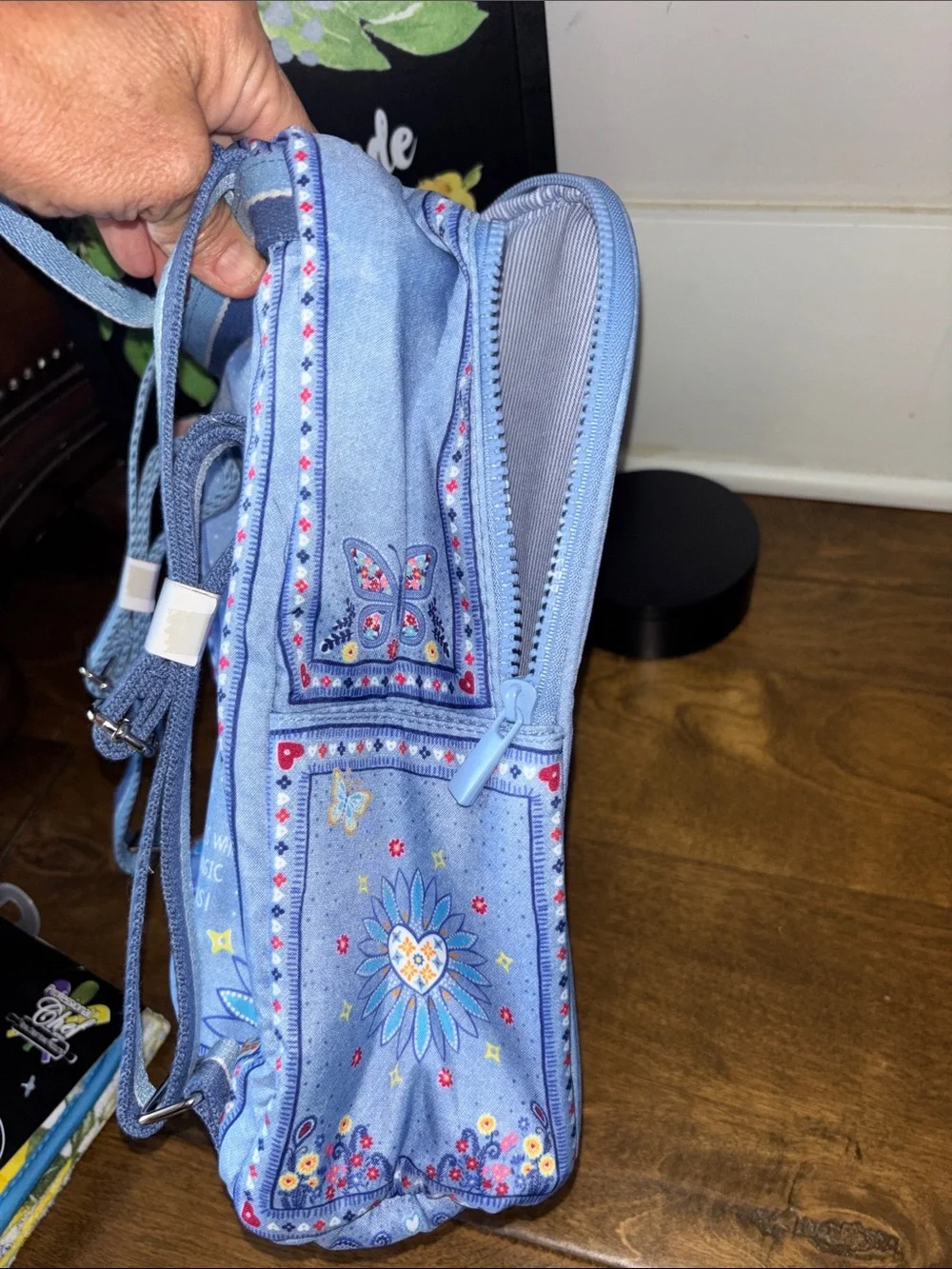 Brighton Love Bandana backpack featuring a light blue paisley and floral NWOT
